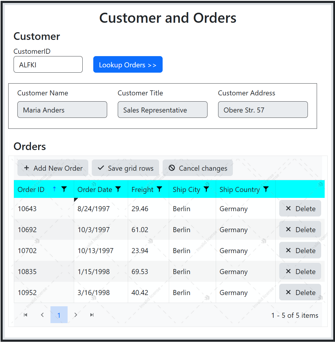 Kendo UI Grid in batch edit mode with add, edit, and delete controls